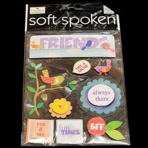 MAMBI Soft Spoken Friendship Stickers 9 Pc Embellishments 3D Scrapbooking Crafts